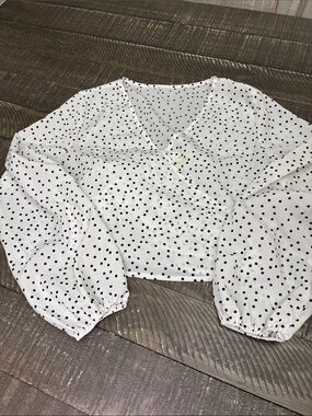 Women's White Polka Dot Wrap Top